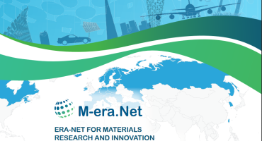 Illustration mit Infrastruktur und einer Europa-Karte. Logo von M-ERA.NET