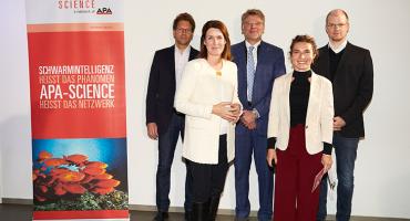 Alexander Bogner, Henrietta Egerth, Matthias Karmasin, Moderatorin Maria Scholl und Andreas Bergthaler. Foto: APA/APA-Fotoservice/Tesarek