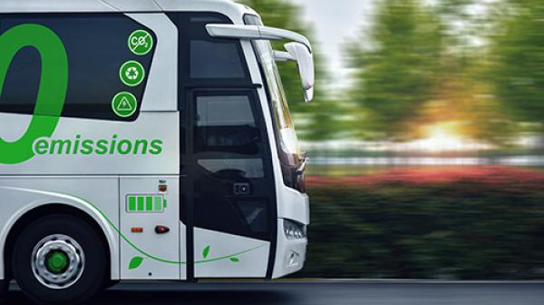 Electric bus on the road. Credit: iStock